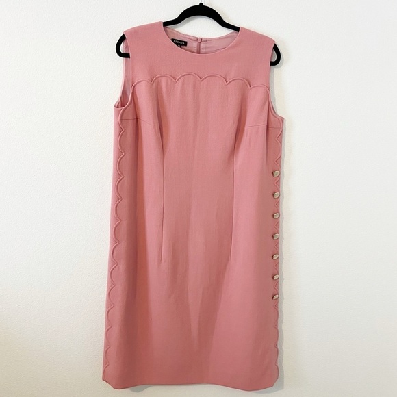 Escada Dascalopa Scalloped Pink Wool Midi Dress Button Size 44 - Picture 1 of 5